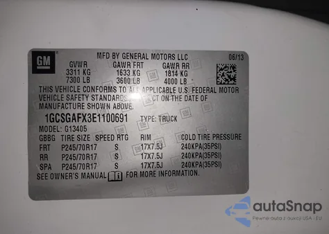 2014 Chevrolet Express 1500 Work Van z USA, uszkodzony, nr VIN 1GCSGAFX3E1100691